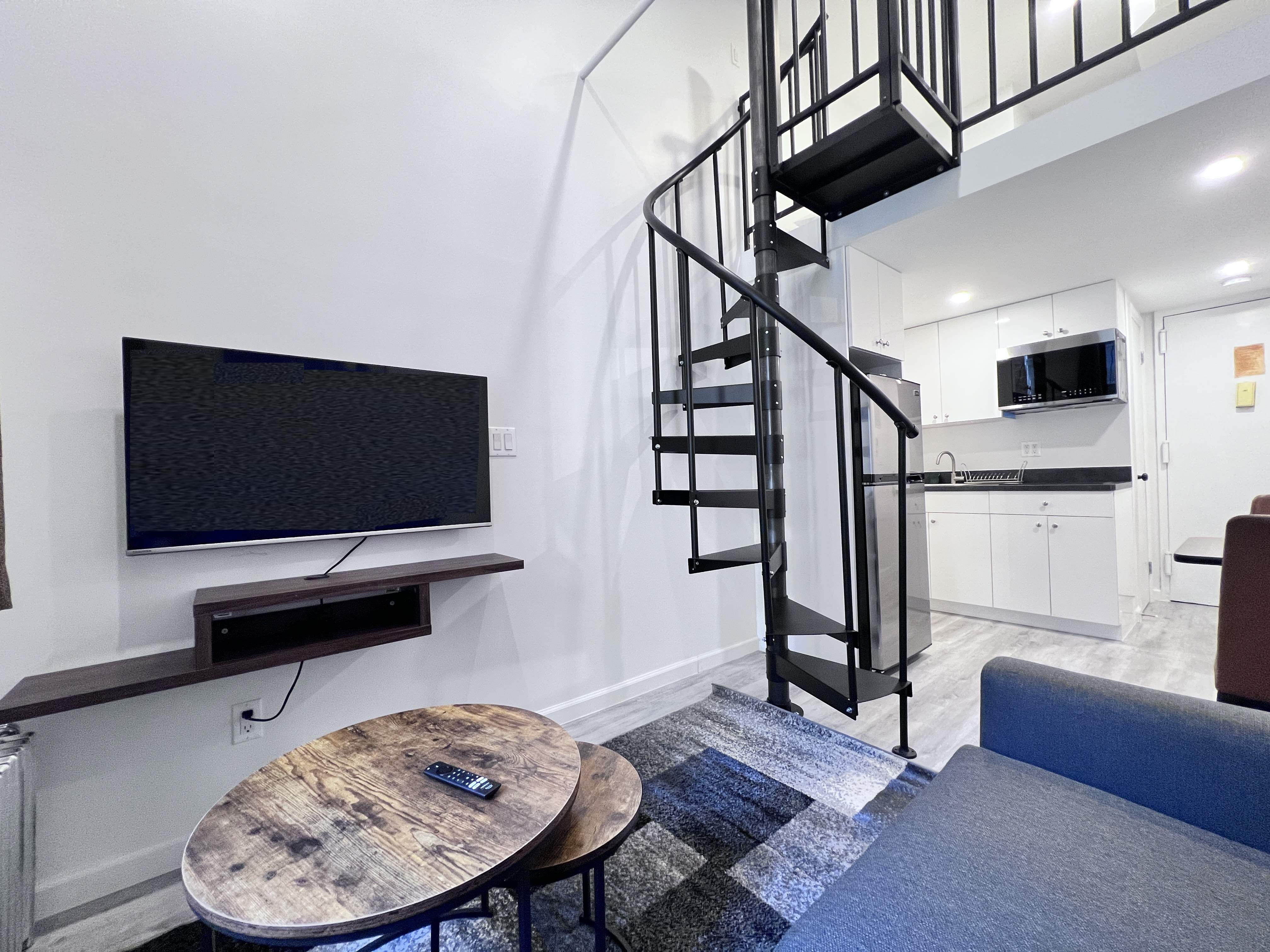 Studio with spiral staircase